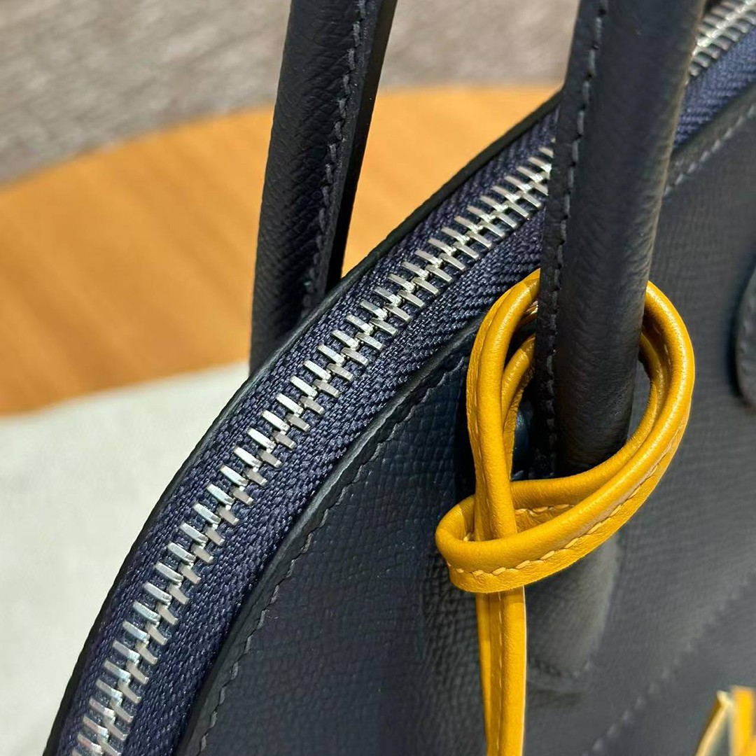 Hermes Bolide 27 Bag Handmade In Epsom Calfskin Leather Silver Hardware 2z Blue Nuit - Image 10