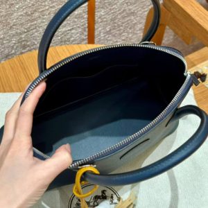 Hermes Bolide 27 Bag Handmade In Epsom Calfskin Leather Silver Hardware 2z Blue Nuit - Image 9