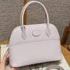Hermes Bolide 27 Bag Handmade In Swift Calfskin Leather Silver Hardware 09 Mauve Pale