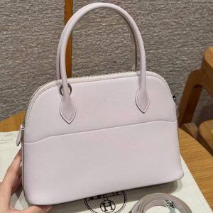 Alternative view of Hermes Bolide 27 Bag Handmade In Swift Calfskin Leather Silver Hardware 09 Mauve Pale