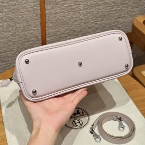 Hermes Bolide 27 Bag Handmade In Swift Calfskin Leather Silver Hardware 09 Mauve Pale - Image 14
