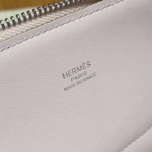 Hermes Bolide 27 Bag Handmade In Swift Calfskin Leather Silver Hardware 09 Mauve Pale - Image 12