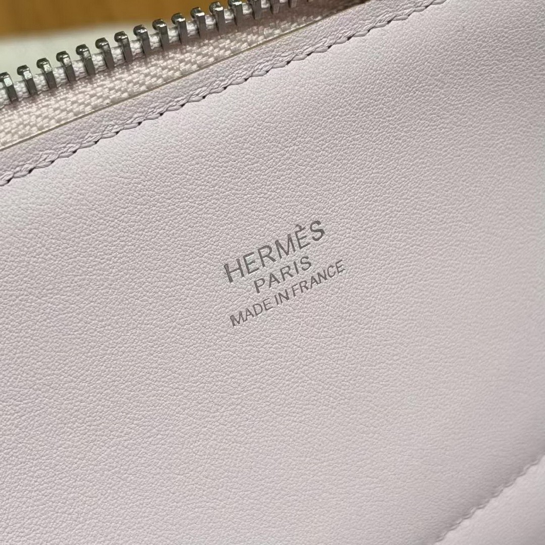 Hermes Bolide 27 Bag Handmade In Swift Calfskin Leather Silver Hardware 09 Mauve Pale - Image 12