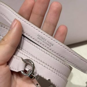 Hermes Bolide 27 Bag Handmade In Swift Calfskin Leather Silver Hardware 09 Mauve Pale - Image 5