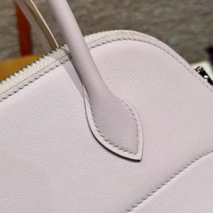 Hermes Bolide 27 Bag Handmade In Swift Calfskin Leather Silver Hardware 09 Mauve Pale - Image 4