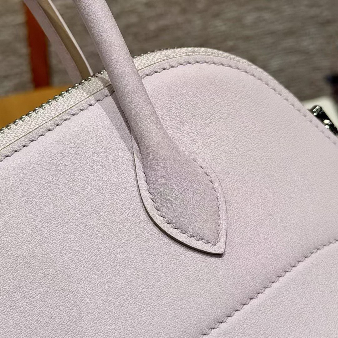 Hermes Bolide 27 Bag Handmade In Swift Calfskin Leather Silver Hardware 09 Mauve Pale - Image 4
