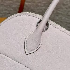 Hermes Bolide 27 Bag Handmade In Swift Calfskin Leather Silver Hardware 09 Mauve Pale - Image 3