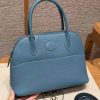 Hermes Bolide 27 Bag Handmade In Taurillon Clemence Calfskin Leather Silver Hardware 75 Bule Jean