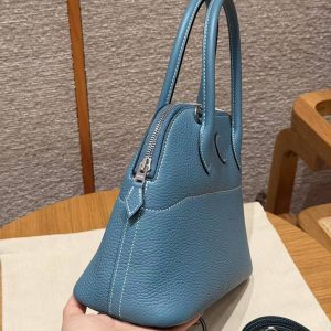 Hermes Bolide 27 Bag Handmade In Taurillon Clemence Calfskin Leather Silver Hardware 75 Bule Jean - Image 18