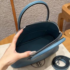 Hermes Bolide 27 Bag Handmade In Taurillon Clemence Calfskin Leather Silver Hardware 75 Bule Jean - Image 16