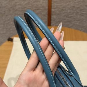 Hermes Bolide 27 Bag Handmade In Taurillon Clemence Calfskin Leather Silver Hardware 75 Bule Jean - Image 13