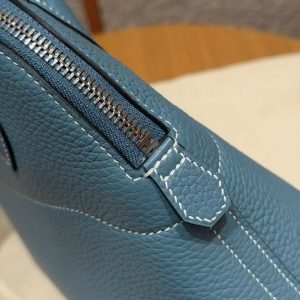 Hermes Bolide 27 Bag Handmade In Taurillon Clemence Calfskin Leather Silver Hardware 75 Bule Jean - Image 7