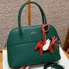 Hermes Bolide 27 Bag Handmade In Taurillon Clemence Calfskin Leather Silver Hardware z6 Malachite