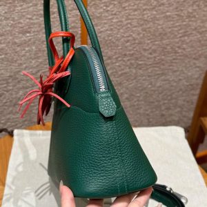 Hermes Bolide 27 Bag Handmade In Taurillon Clemence Calfskin Leather Silver Hardware z6 Malachite - Image 13