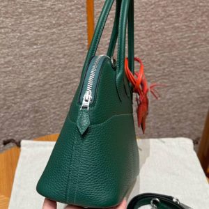 Hermes Bolide 27 Bag Handmade In Taurillon Clemence Calfskin Leather Silver Hardware z6 Malachite - Image 12