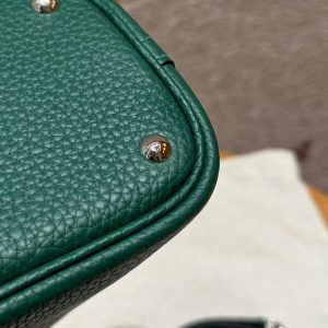 Hermes Bolide 27 Bag Handmade In Taurillon Clemence Calfskin Leather Silver Hardware z6 Malachite - Image 10