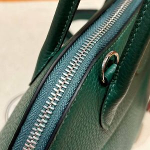 Hermes Bolide 27 Bag Handmade In Taurillon Clemence Calfskin Leather Silver Hardware z6 Malachite - Image 9