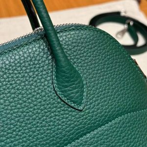 Hermes Bolide 27 Bag Handmade In Taurillon Clemence Calfskin Leather Silver Hardware z6 Malachite - Image 7