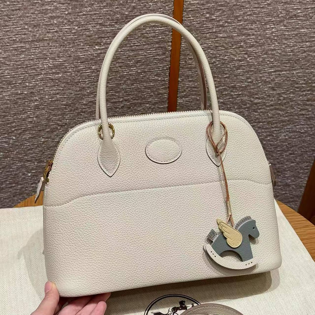 Hermes Bolide 27 Bag Handmade In Togo Calfskin Leather Gold Hardware 10 Craie