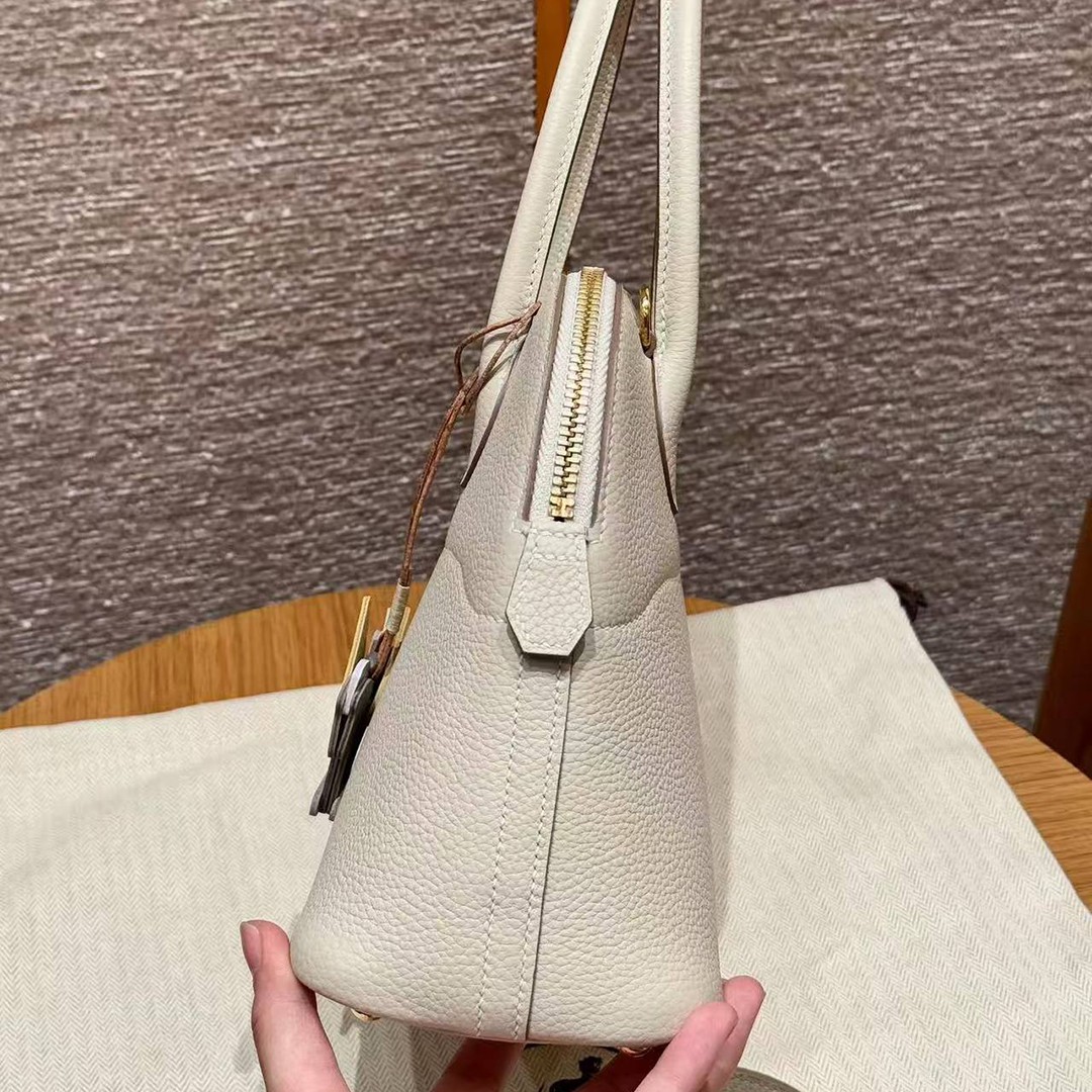 Hermes Bolide 27 Bag Handmade In Togo Calfskin Leather Gold Hardware 10 Craie - Image 10