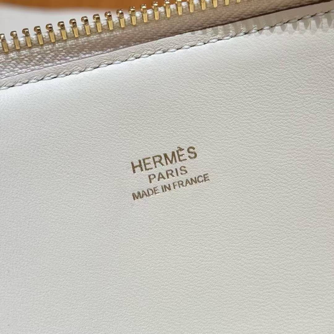 Hermes Bolide 27 Bag Handmade In Togo Calfskin Leather Gold Hardware 10 Craie - Image 6