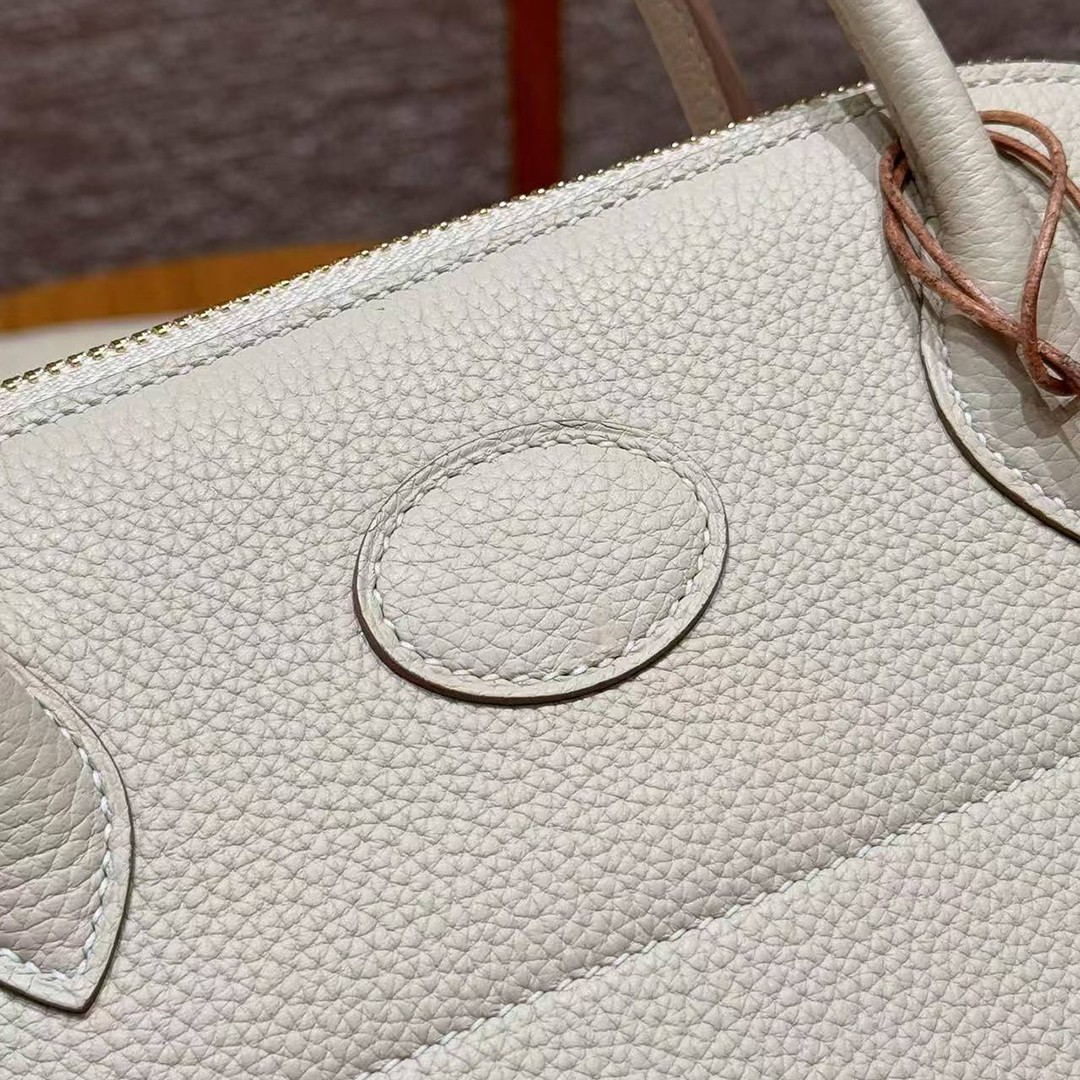 Hermes Bolide 27 Bag Handmade In Togo Calfskin Leather Gold Hardware 10 Craie - Image 5