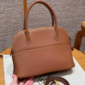 Hermes Bolide 27 Bag Handmade In Togo Calfskin Leather Gold Hardware 37 Gold - Image 2