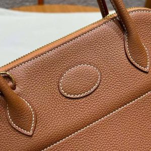 Hermes Bolide 27 Bag Handmade In Togo Calfskin Leather Gold Hardware 37 Gold - Image 9