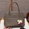Hermes Bolide 27 Bag Handmade In Togo Calfskin Leather Silver Hardware 18 Etoupe