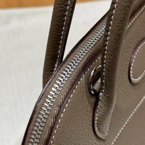 Hermes Bolide 27 Bag Handmade In Togo Calfskin Leather Silver Hardware 18 Etoupe - Image 10