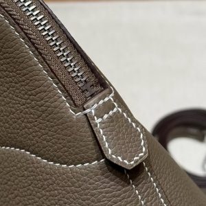 Hermes Bolide 27 Bag Handmade In Togo Calfskin Leather Silver Hardware 18 Etoupe - Image 6