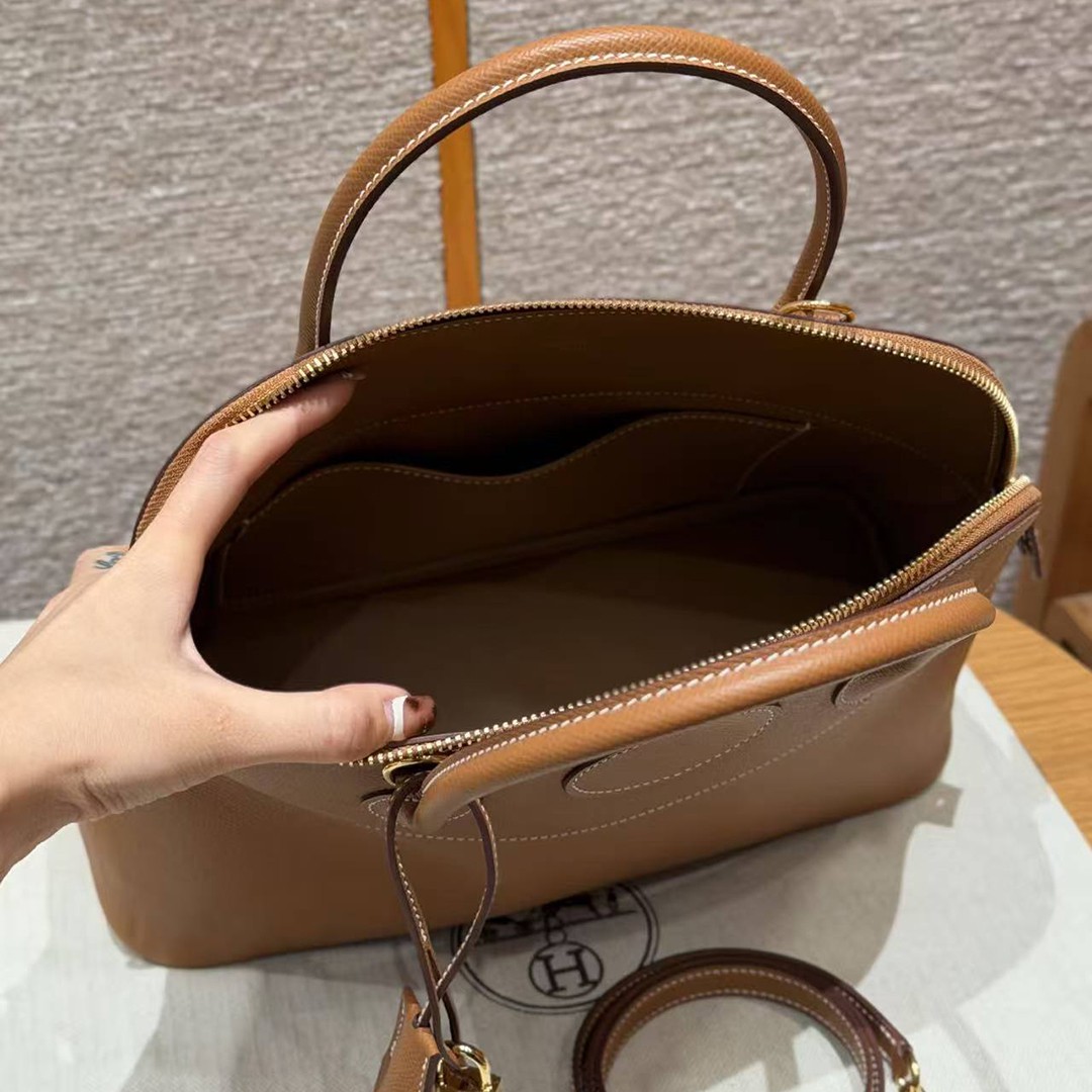 Hermes Bolide 31 Bag Handmade In Epsom Calfskin Leather Gold Hardware 37 Gold - Image 12