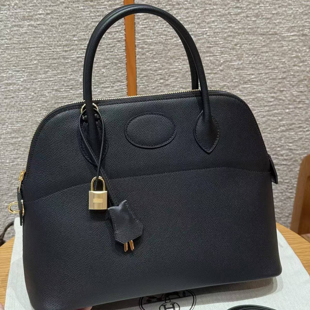 Hermes Bolide 31 Bag Handmade In Epsom Calfskin Leather Gold Hardware 89 Noir