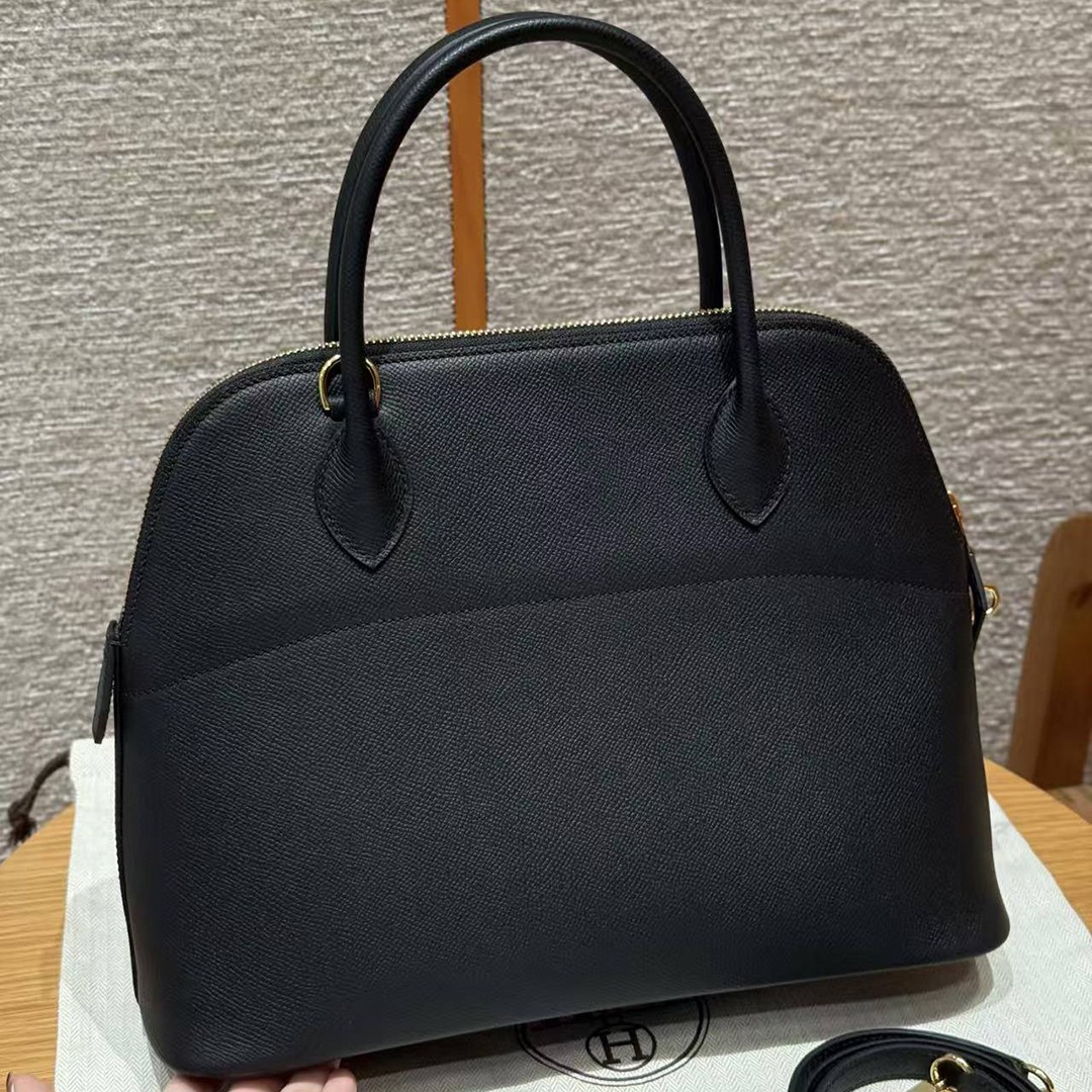 Hermes Bolide 31 Bag Handmade In Epsom Calfskin Leather Gold Hardware 89 Noir - Image 2