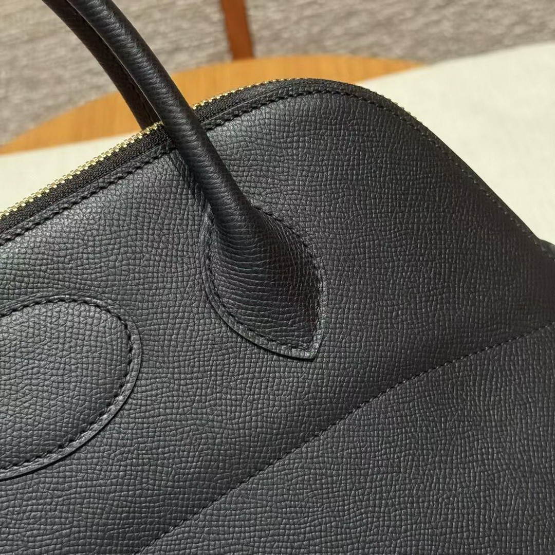 Hermes Bolide 31 Bag Handmade In Epsom Calfskin Leather Gold Hardware 89 Noir - Image 8
