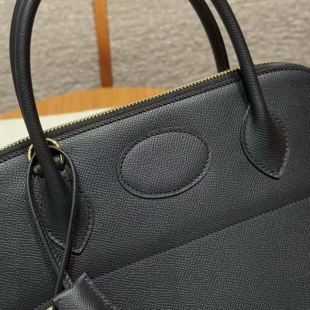 Hermes Bolide 31 Bag Handmade In Epsom Calfskin Leather Gold Hardware 89 Noir - Image 7