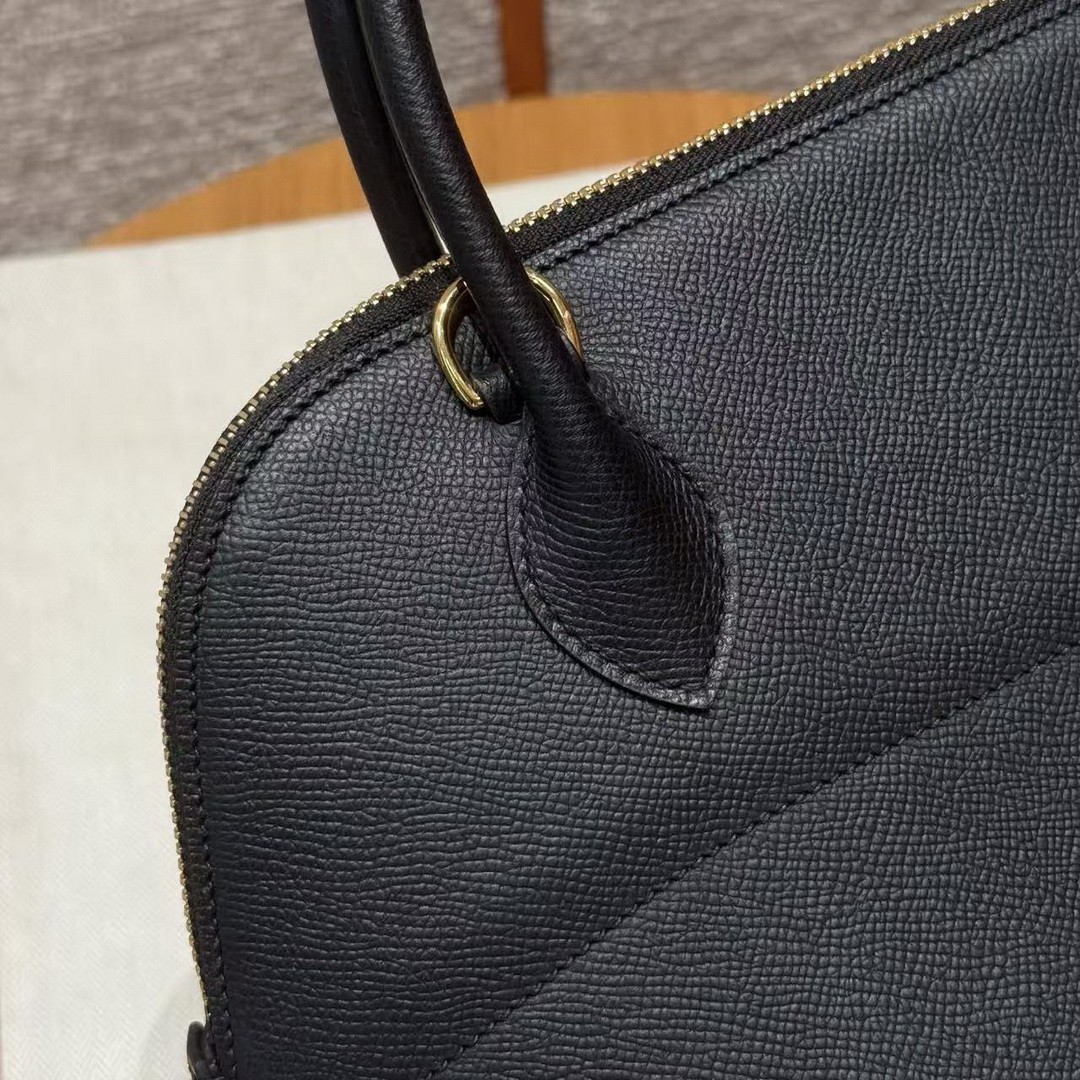 Hermes Bolide 31 Bag Handmade In Epsom Calfskin Leather Gold Hardware 89 Noir - Image 3