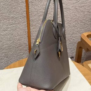 Hermes Bolide 31 Bag Handmade In Epsom Calfskin Leather Gold Hardware 8F Gris Etain - Image 20