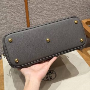 Hermes Bolide 31 Bag Handmade In Epsom Calfskin Leather Gold Hardware 8F Gris Etain - Image 18