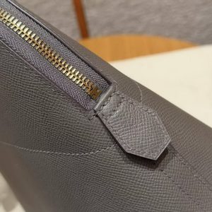 Hermes Bolide 31 Bag Handmade In Epsom Calfskin Leather Gold Hardware 8F Gris Etain - Image 11