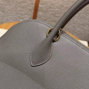 Hermes Bolide 31 Bag Handmade In Epsom Calfskin Leather Gold Hardware 8F Gris Etain - Image 9