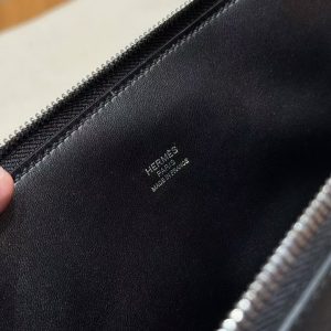 Hermes Bolide 31 Bag Handmade In Epsom Calfskin Leather Silver Hardware 89 Noir - Image 12
