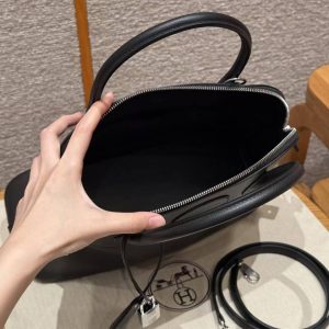 Hermes Bolide 31 Bag Handmade In Epsom Calfskin Leather Silver Hardware 89 Noir - Image 10