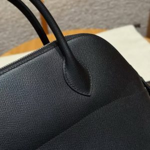 Hermes Bolide 31 Bag Handmade In Epsom Calfskin Leather Silver Hardware 89 Noir - Image 8