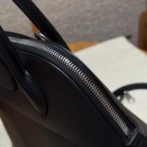 Hermes Bolide 31 Bag Handmade In Epsom Calfskin Leather Silver Hardware 89 Noir - Image 7