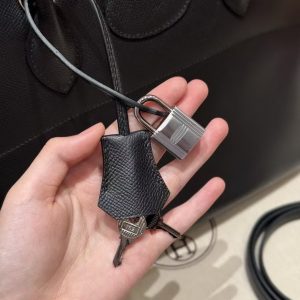 Hermes Bolide 31 Bag Handmade In Epsom Calfskin Leather Silver Hardware 89 Noir - Image 5