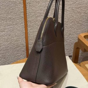 Hermes Bolide 31 Bag Handmade In Taurillo Clemence Calfskin Leather Gold Hardware 47 Chocolate - Image 20