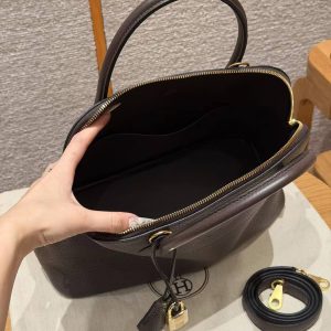 Hermes Bolide 31 Bag Handmade In Taurillo Clemence Calfskin Leather Gold Hardware 47 Chocolate - Image 18