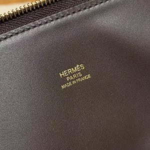 Hermes Bolide 31 Bag Handmade In Taurillo Clemence Calfskin Leather Gold Hardware 47 Chocolate - Image 17