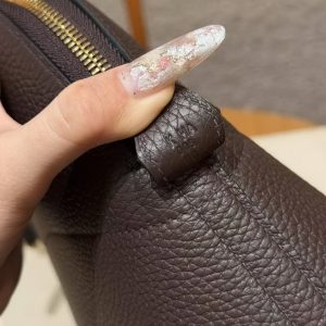 Hermes Bolide 31 Bag Handmade In Taurillo Clemence Calfskin Leather Gold Hardware 47 Chocolate - Image 15